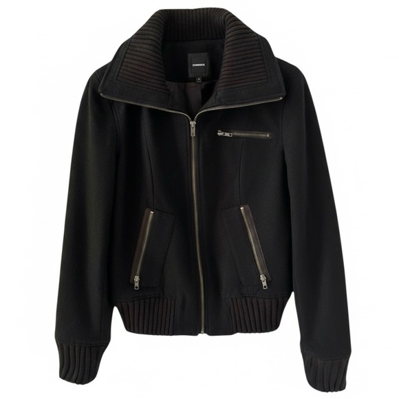 Express Jackets & Blazers - NEW Express Black Wide Collar Wool Blend Bomber Jacket Size Medium